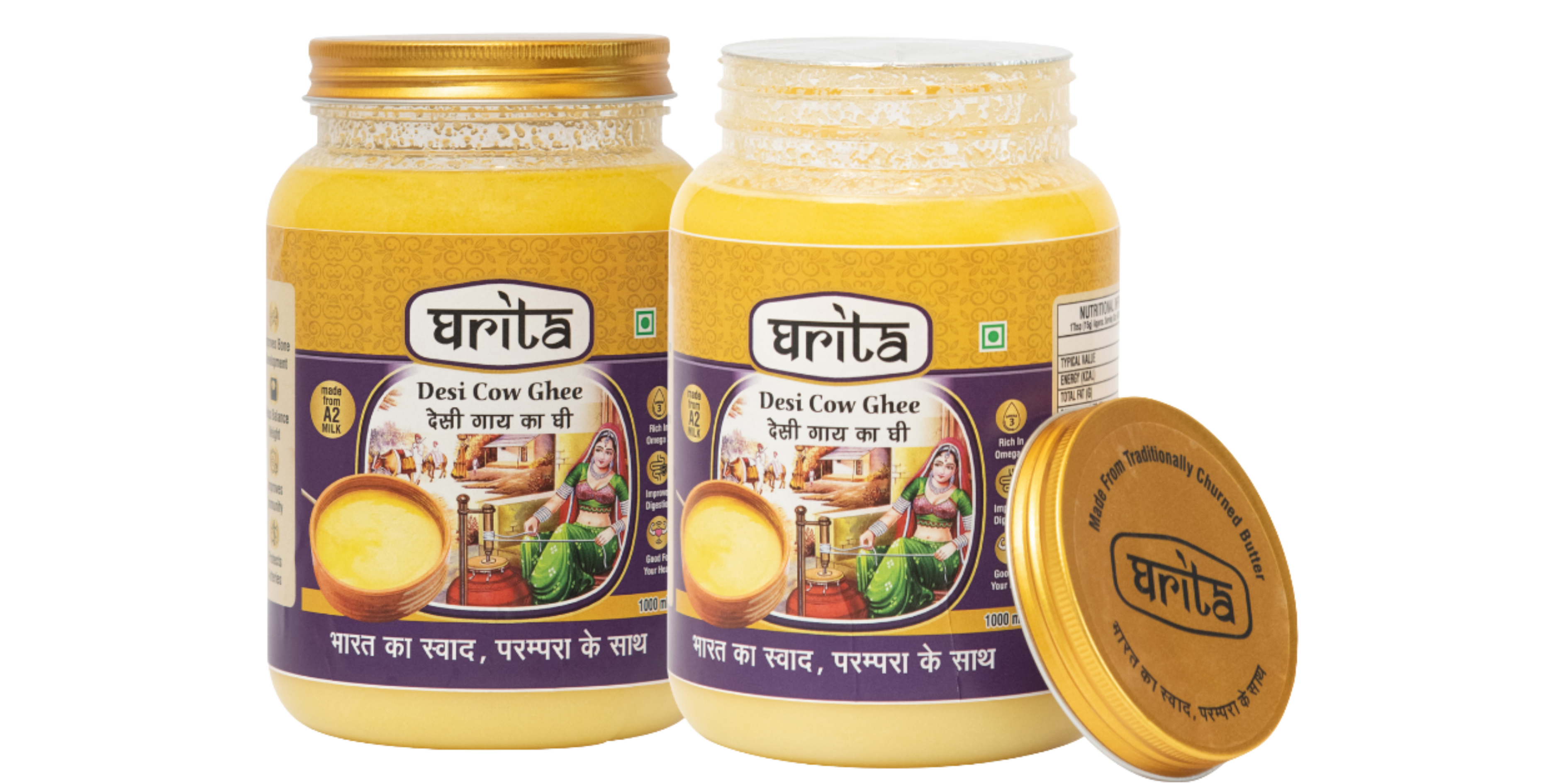 Pure A2 Gir Cow Ghee Jar - Frothella Farms Ghrita